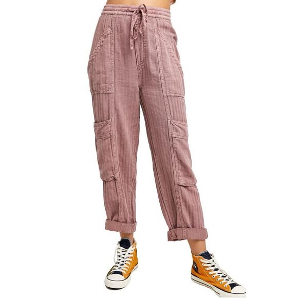 Free People Feelin' Good Linen Blend Utility Pants in Mauve at Nordstrom, Size X - Picture 1 of 3